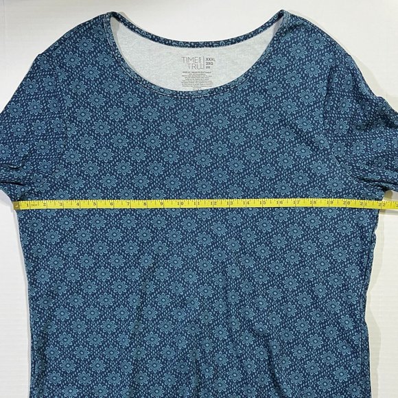 Time & Tru - Women's Plus Size 3X - Blue Floral Patern Top - Long Sleeve - Picture 6 of 9